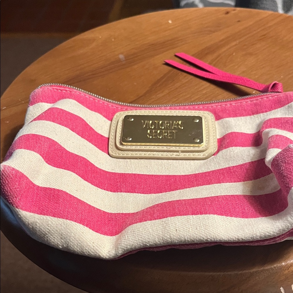 Victoria's Secret Pink and Cream Wave Cosmetic Bag